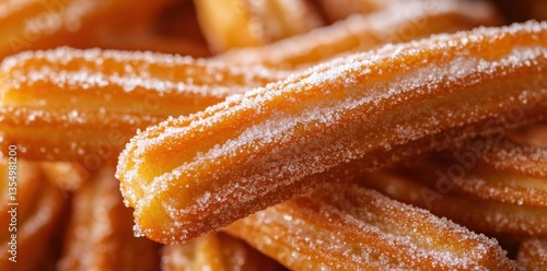 Close-up of Delicious Sugar-coated Churros Ready to Eat As Dessert