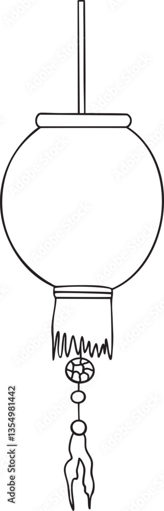 Lantern Chinese new year graphic element Outline vector illustration Hand drawn line art Lantern Chinese new year graphic element Outline vector illustration Hand drawn line art