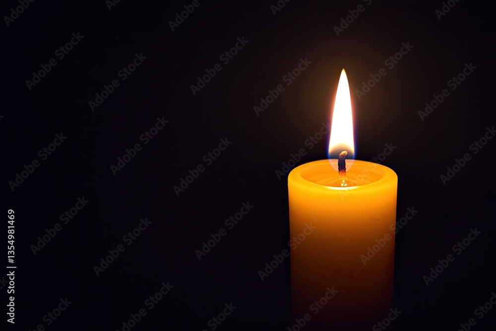 Single candle flame in dark Single candle flame in dark