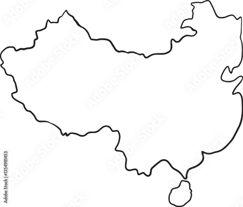 Chinese map New year graphic element Outline vector illustration Hand drawn line art