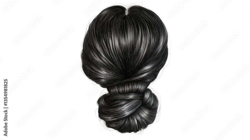 Fototapeta premium Elegant Black Hair Bun – Transparent Background