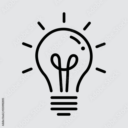 Simple Black Line Art Lightbulb Icon Symbolizing Inspiration