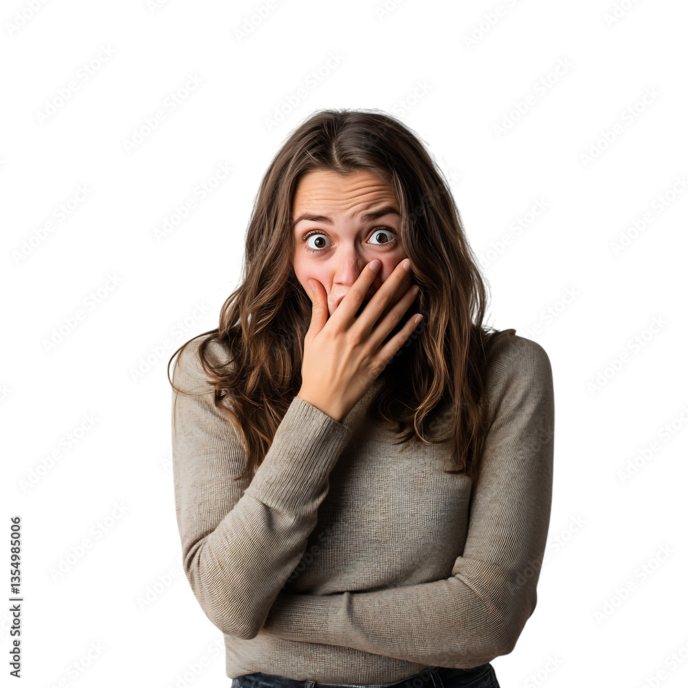 Woman with Surprised Expression Isolated on Transparent Background Woman with Surprised Expression Isolated on Transparent Background