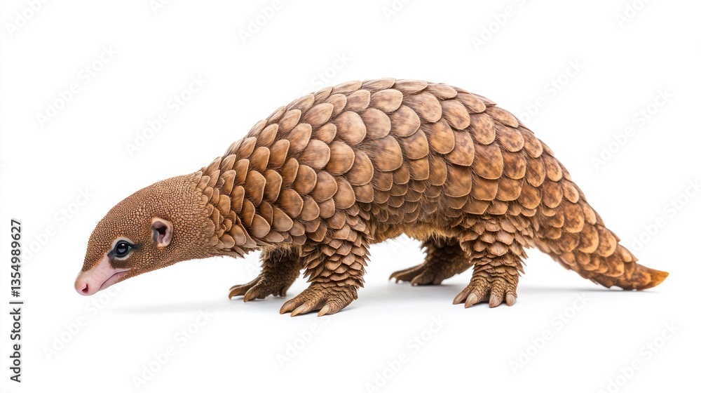 Scaly Anteater Profile Against White Background Scaly Anteater Profile Against White Background