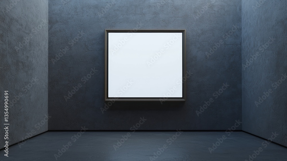 Empty canvas in a modern, concrete gallery