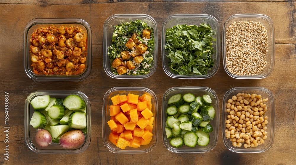 Meal Prep Containers: Healthy Eating Plan with Various Vegetables, Grains, and Legumes Meal Prep Containers: Healthy Eating Plan with Various Vegetables, Grains, and Legumes