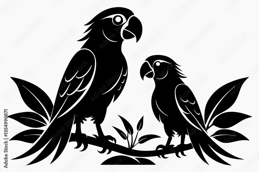 Obraz premium Parrot bird silhouette black vector