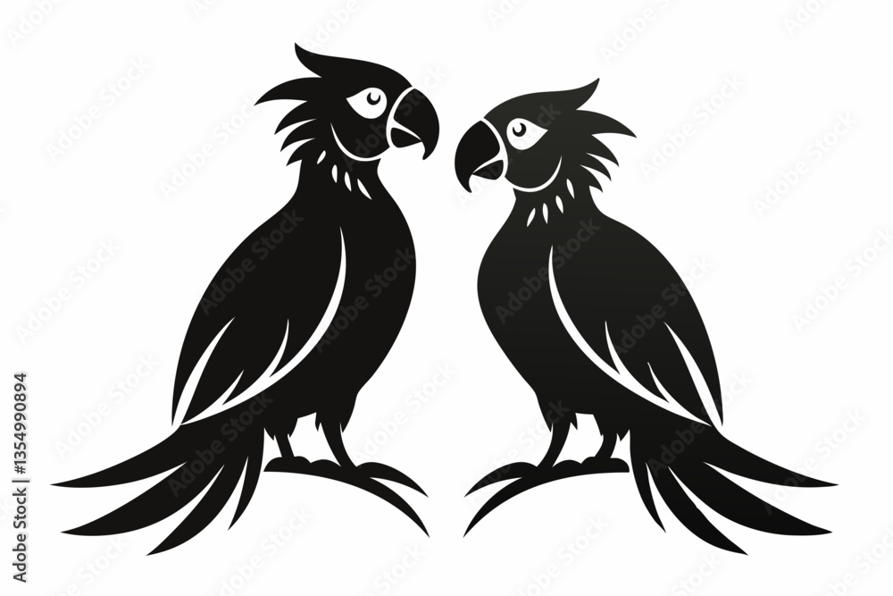 Parrot bird silhouette black vector Parrot bird silhouette black vector