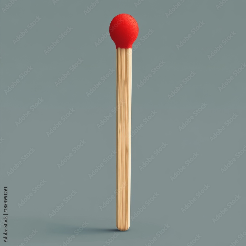 Vector illustration of a match stick, straight wooden design with a bright red rounded tip, smooth clean lines, sharp edges, isolated on a plain background, modern and professional graphic. Vector illustration of a match stick, straight wooden design with a bright red rounded tip, smooth clean lines, sharp edges, isolated on a plain background, modern and professional graphic.