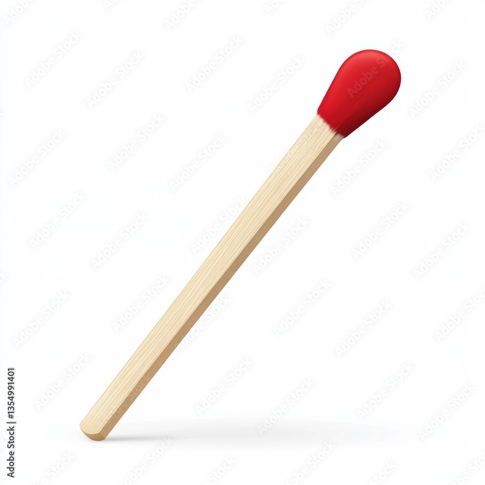Vector illustration of a match stick, wooden body with red ignition tip, sharp clean edges, smooth geometric shapes, isolated on a white background, minimalist and simple design. Vector illustration of a match stick, wooden body with red ignition tip, sharp clean edges, smooth geometric shapes, isolated on a white background, minimalist and simple design.