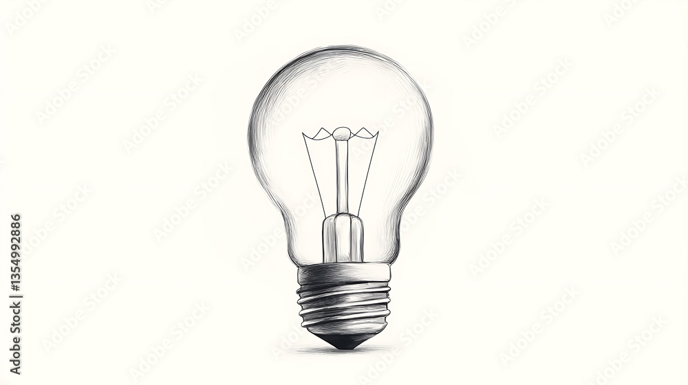 Pencil Sketch Lightbulb Idea. Pencil Sketch Lightbulb Idea.