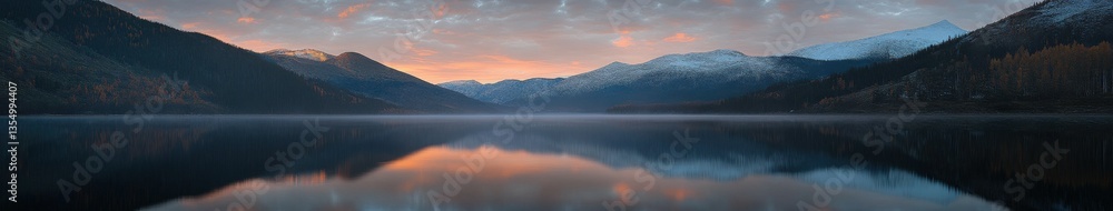 Fototapeta premium Tranquil dawn over a serene lake