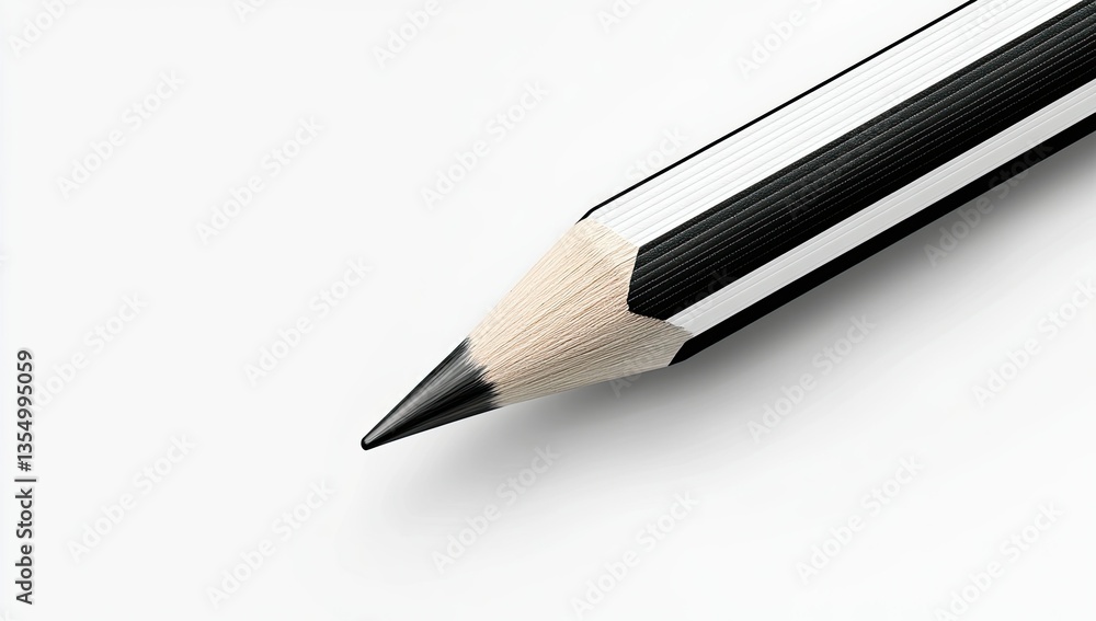 Close-up of a black and white striped pencil (1) Close-up of a black and white striped pencil (1)