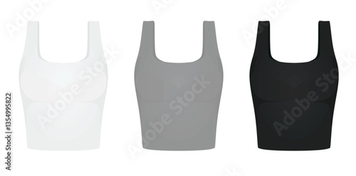 White, grey and black  women crop top. vector illustration