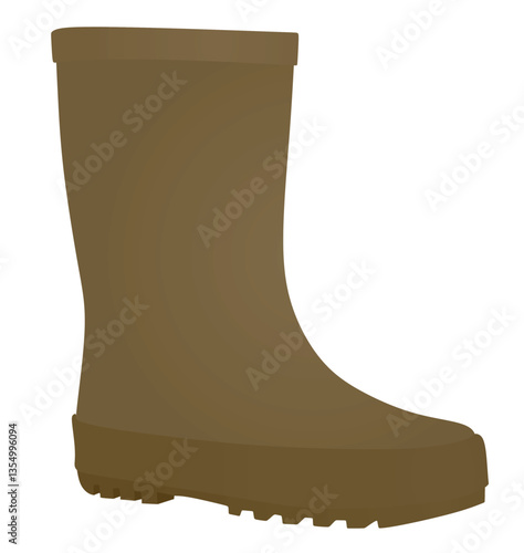 Brown rubber boots. vector illustration
