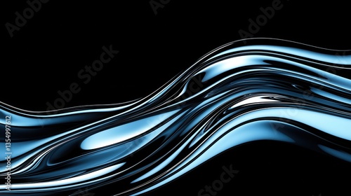 Wallpaper Mural Abstract Blue Liquid Metal Waves Flowing Design Background for Modern Technology or Futuristic Designs Torontodigital.ca
