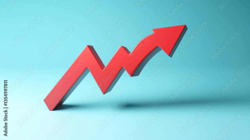 A vibrant red arrow soaring upward, symbolizing growth, progress, and achievement against a serene blue backdrop. A vibrant red arrow soaring upward, symbolizing growth, progress, and achievement against a serene blue backdrop.