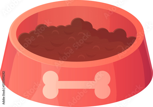 Vector illustration of Full Pet Food Bowl in cartoon style. One bowl is empty, while the other is filled with wet pet food. Suitable for pet care, feeding time, and animal-related designs. Isolated on