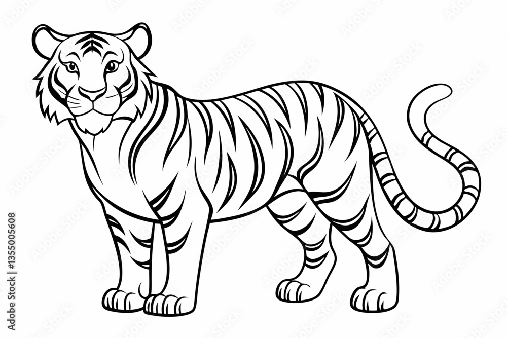 Naklejka premium coloring page line art the tiger black vector
