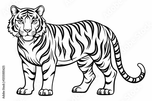 coloring page line art the tiger black vector