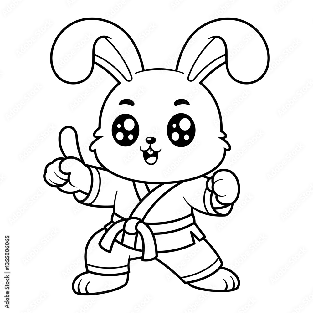 Fototapeta premium Bunny is learning martial arts, for coloring