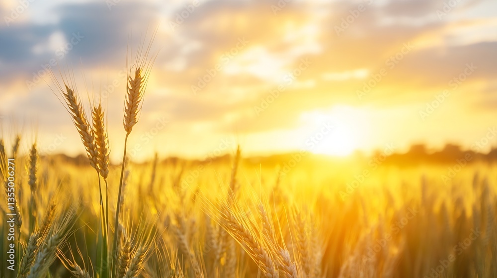 Golden Wheat Field Under a Bright Sunlight at Dusk Creating a Warm and Scenic Landscape : Generative AI Golden Wheat Field Under a Bright Sunlight at Dusk Creating a Warm and Scenic Landscape : Generative AI