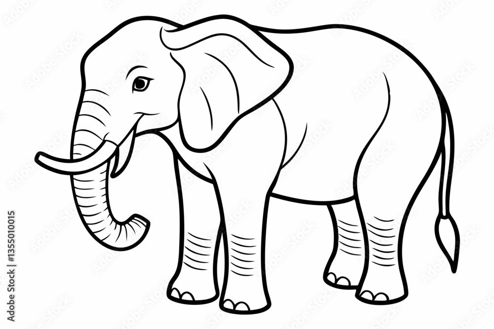 Fototapeta premium coloring page line art the elephant black vector