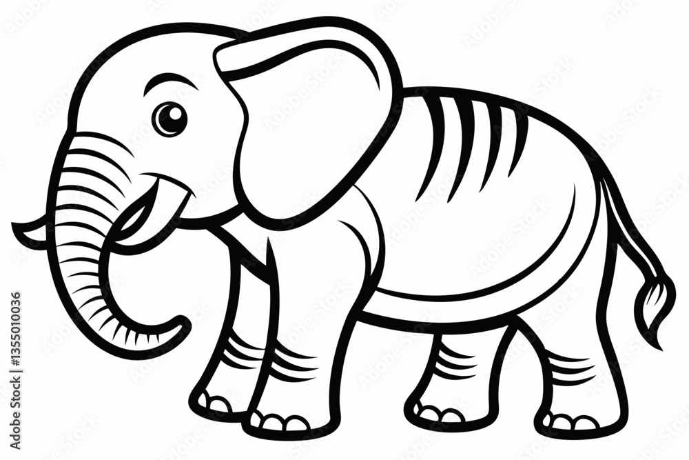 Fototapeta premium coloring page line art the elephant black vector