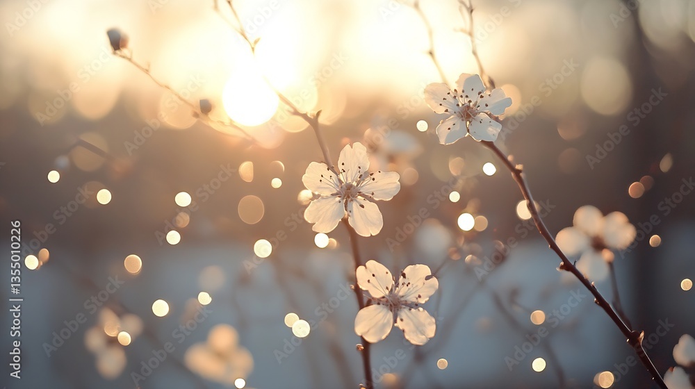 Fototapeta premium Delicate blossoms capturing sunlight with beautiful bokeh effect in the background : Generative AI