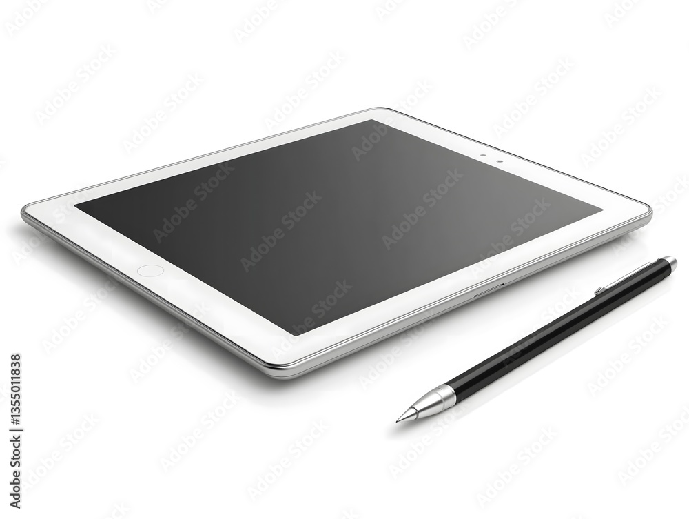 White Tablet with Stylus Pen White Tablet with Stylus Pen