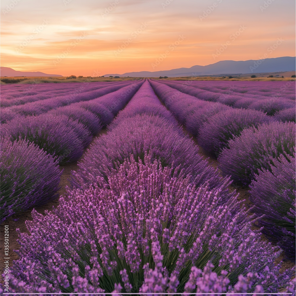 Obraz premium Lavender Field at Sunrise