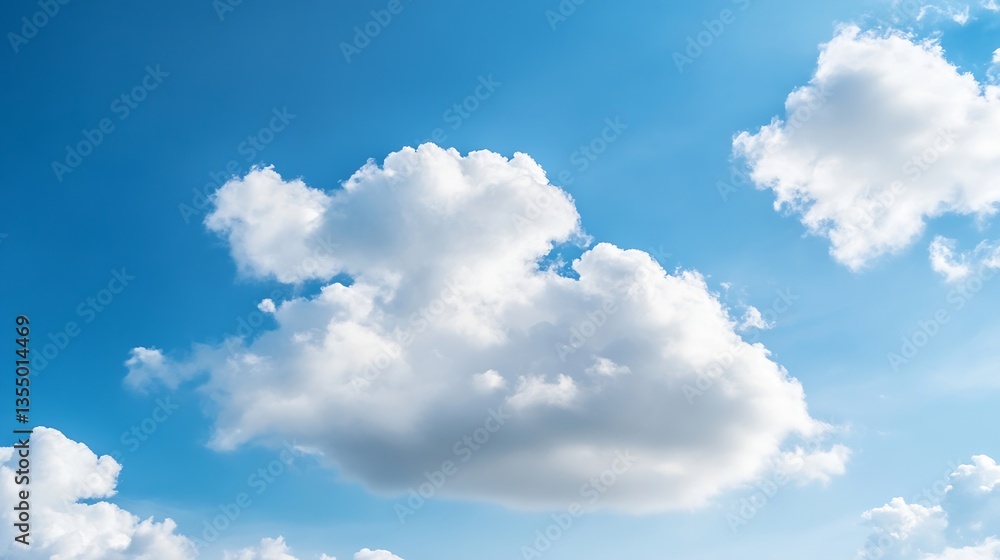 Fluffy White Clouds Floating Gracefully Against a Clear Blue Sky : Generative AI Fluffy White Clouds Floating Gracefully Against a Clear Blue Sky : Generative AI
