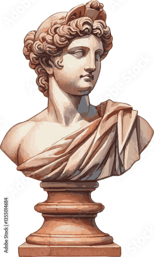 A watercolor vector illustration of an anique statue