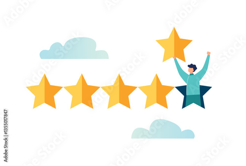 Vector illustration, customer feedback rating, feedback rating and feedback, highest rating, business satisfaction vector support