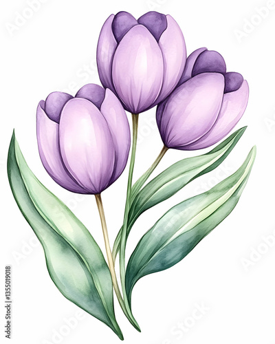 Lilac Tulips Floral Illustration