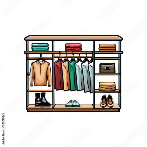 Fotografija Detailed illustration of a spacious walk-in closet, showcasing ample storage and organized clothing, featuring Han Solo from Star Wars