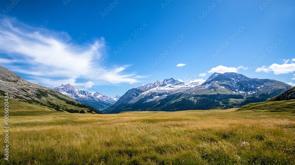 Breathtaking panoramic view of the majestic mountains against a clear blue sky in the beautiful landscape : Generative AI Breathtaking panoramic view of the majestic mountains against a clear blue sky in the beautiful landscape : Generative AI