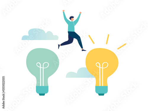 Business transformation, change management or transition to a more advanced innovative company, improvement and adaptation to a new normal concept, vector illustration