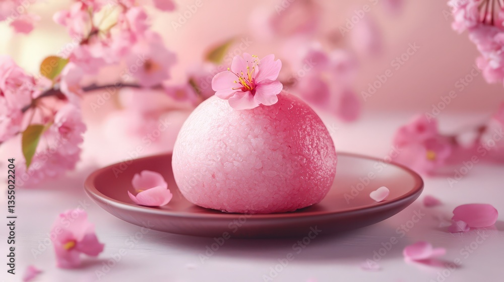 japanese sakura mochi with cherry blossom japanese sakura mochi with cherry blossom
