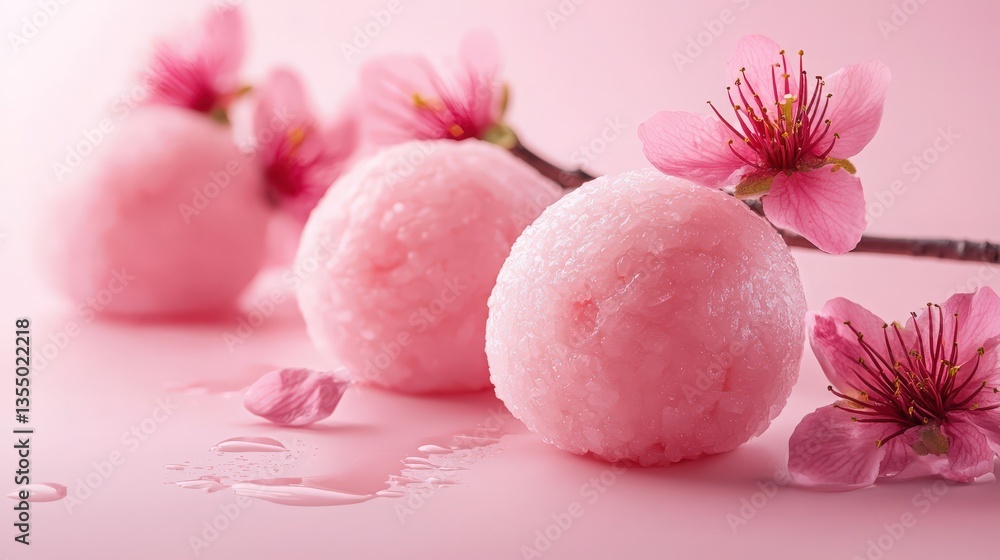 japanese sakura mochi with cherry blossom japanese sakura mochi with cherry blossom