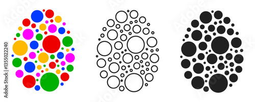 Colorful Easter eggs, black Easter symbol - stock vector