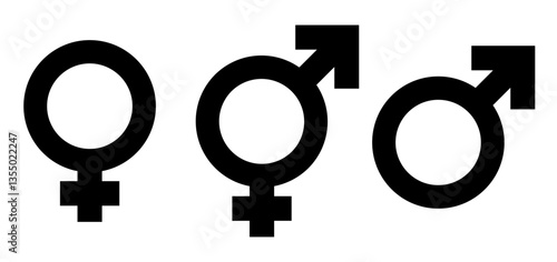 Gender sign male, female, gay, bisexual sex icons. Gender symbols. Mars and Venus signs, man woman icon – vector