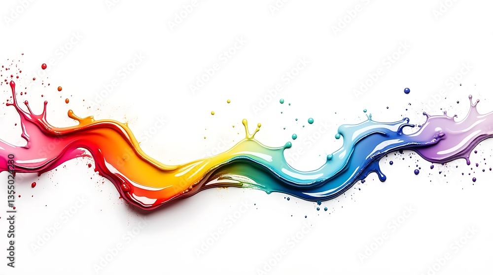 Fototapeta premium abstract_rainbow_wave_with_fluid_curves_and_a_glossy_texture_floating_on_a_clean_wvibrant_multicolo