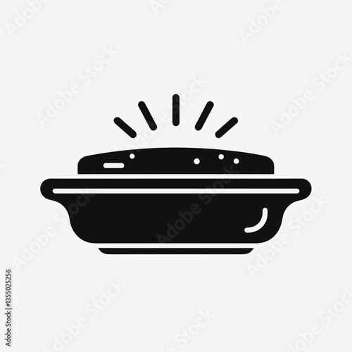 very simple flat and minimalist Butter Dish silhouette in black on a white background