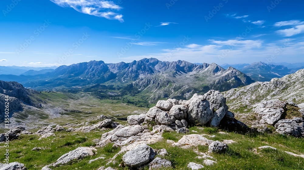 Stunning Scenic Mountain Landscape Displaying Lush Greenery and Rocky Terrain Under Clear Blue Skies : Generative AI Stunning Scenic Mountain Landscape Displaying Lush Greenery and Rocky Terrain Under Clear Blue Skies : Generative AI