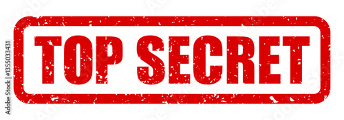 Top secret grunge in red ink stamp – vector