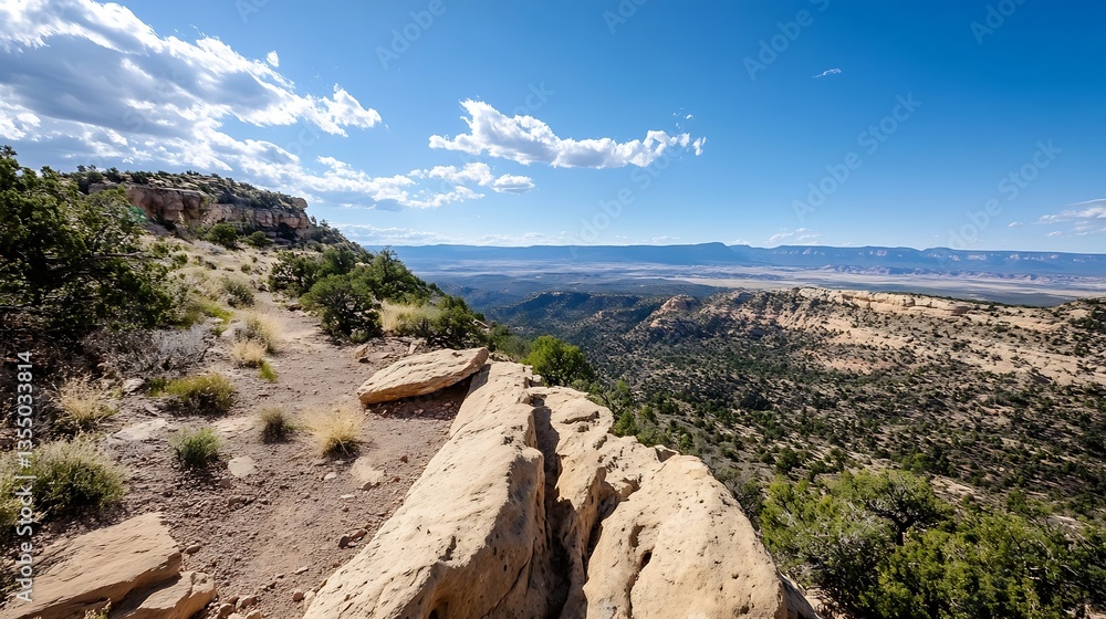 Breathtaking panoramic view from a rocky outcrop showcasing lush hills and expansive sky in a serene landscape : Generative AI Breathtaking panoramic view from a rocky outcrop showcasing lush hills and expansive sky in a serene landscape : Generative AI