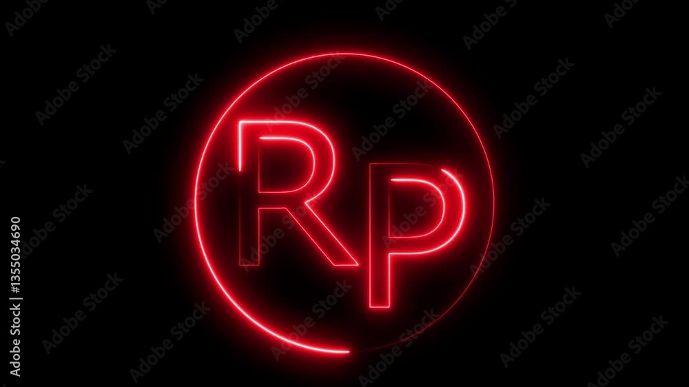Currency Indonesian Rupiah Outline Icon in Neon Animation – Finance and Money Symbol on Black Background Currency Indonesian Rupiah Outline Icon in Neon Animation – Finance and Money Symbol on Black Background