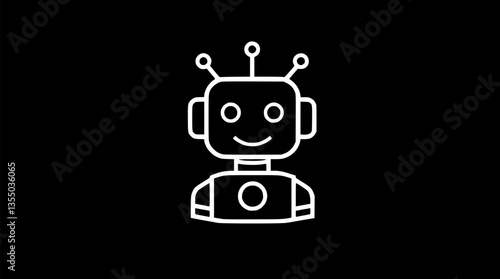 Outline of an AI chatbot icon with neural connections minimal digital assistant vector illustration.