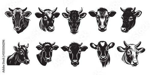 Stylized Cow Head Illustrations